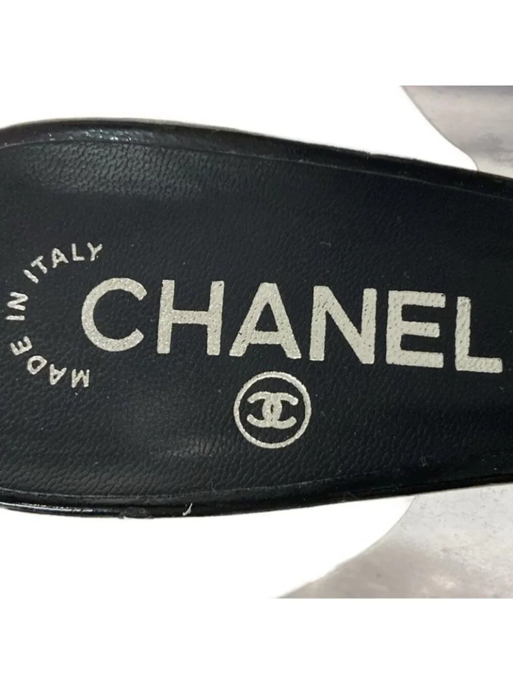 Chanel Sandals 36.5 Black Clear Wedge Sole Leather - Picture 5 of 6